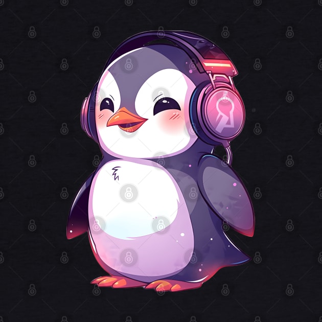 Happy Penguin With Headphones by pako-valor